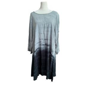 Michael Stars Tunic Dress Women Large Gray Blue Dyed Lagenlook Flowy‎ Artsy Boho